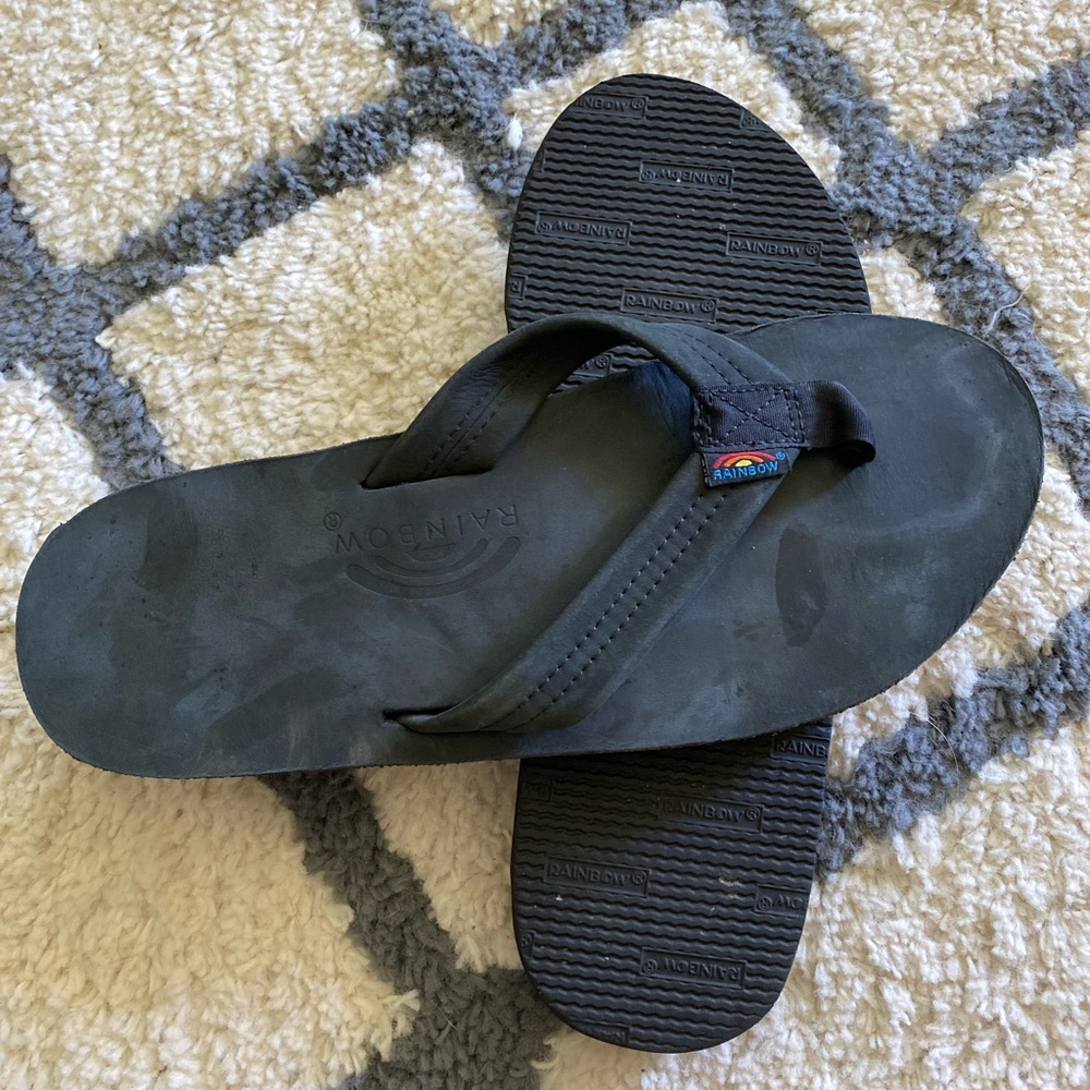 Rainbow Mens Black Flip Flops